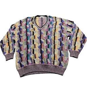90s vintage St. Croix Shop‎ oversized coogi style jumper abstract design size M